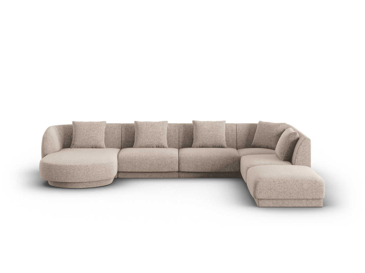 Coltar panoramic dreapta 6 locuri, Tulum, Cosmopolitan Design, 330x255x70 cm, tesatura chenille, bej - imagine 6